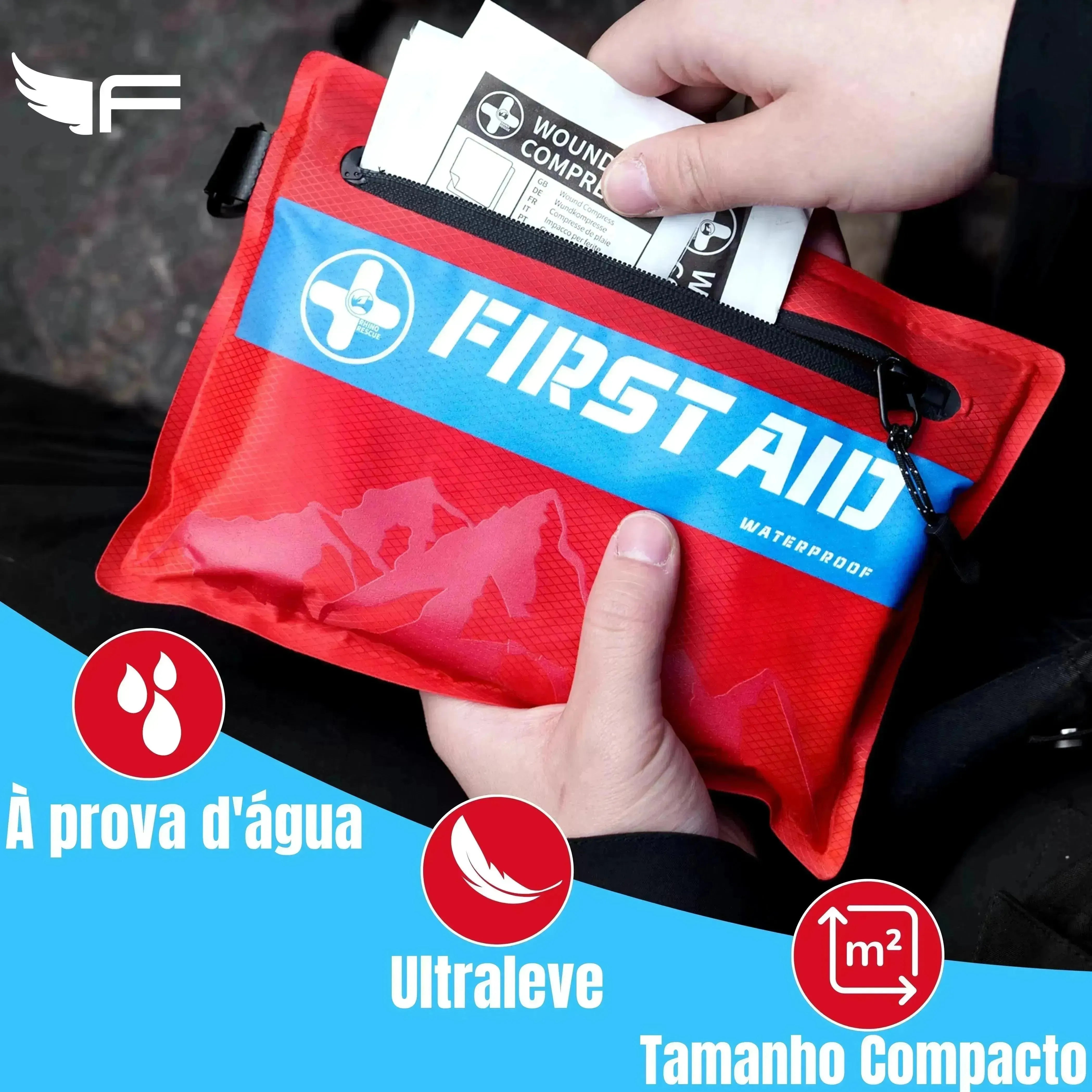 Kit de Primeiros Socorros RHINO – Compacto, Ultraleve e Impermeável - Fallkor