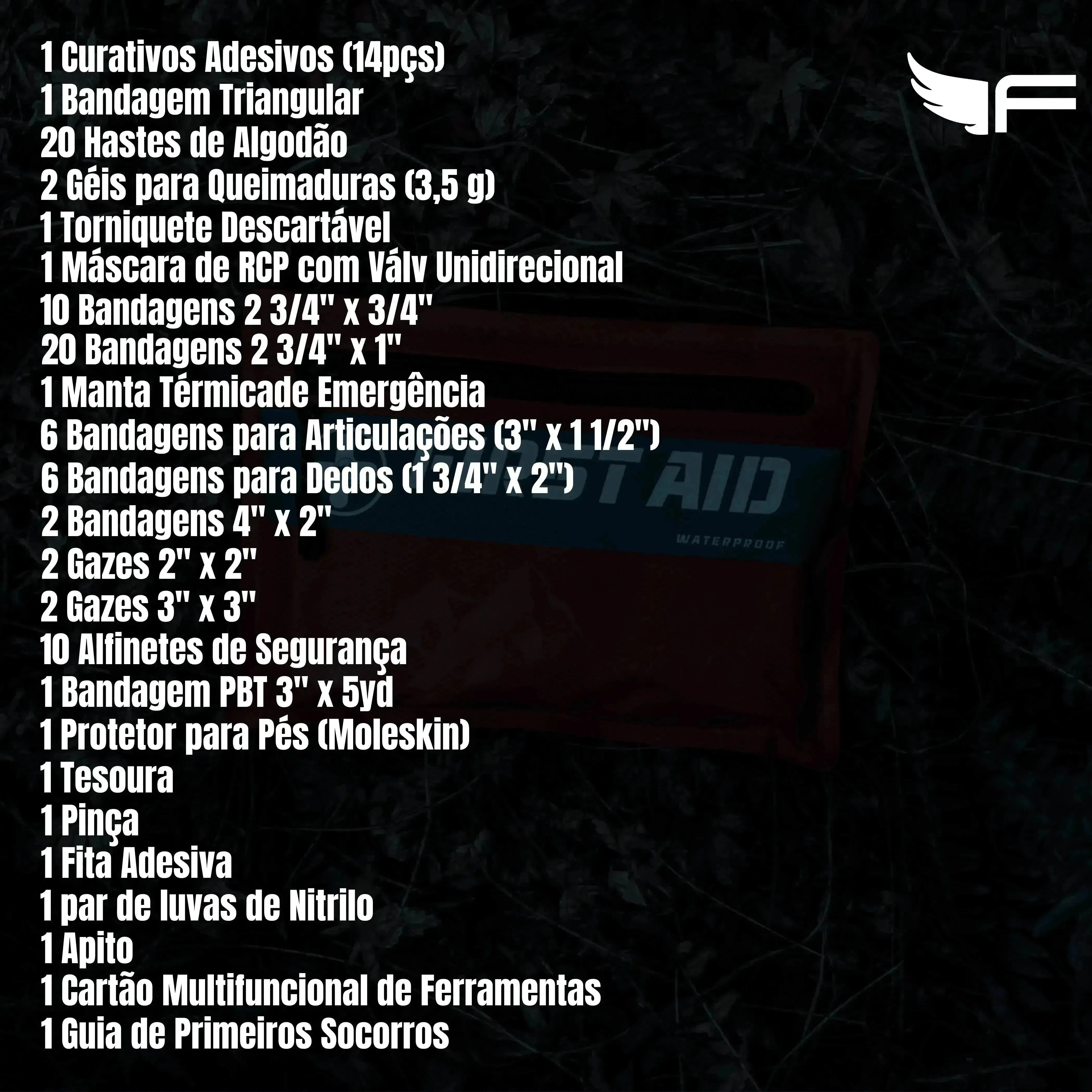 Kit de Primeiros Socorros RHINO – Compacto, Ultraleve e Impermeável - Fallkor